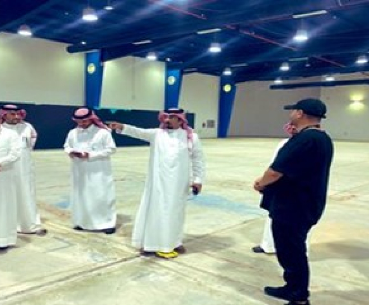 The Secretary-General of the Chamber and his team during their visit to the Najran Investment Forum 2025 venue.