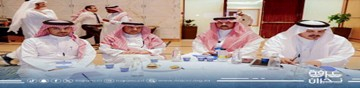 The Chairman of the Board of Najran Chamber of Commerce, accompanied by board members and the Acting Secretary-General of the Chamber, during their participation in the workshops of the Riyadh Economic Forum.